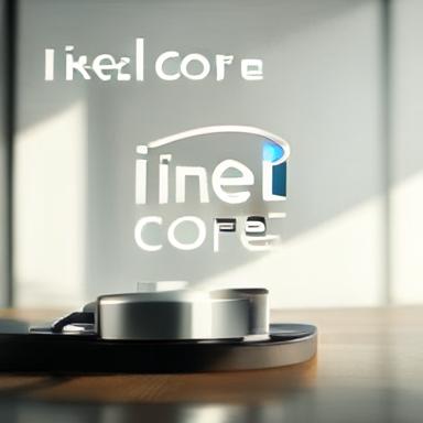 Процессор Intel Core Ultra с логотипом на фоне абстрактного узора, символизирующего производительность и инновации.